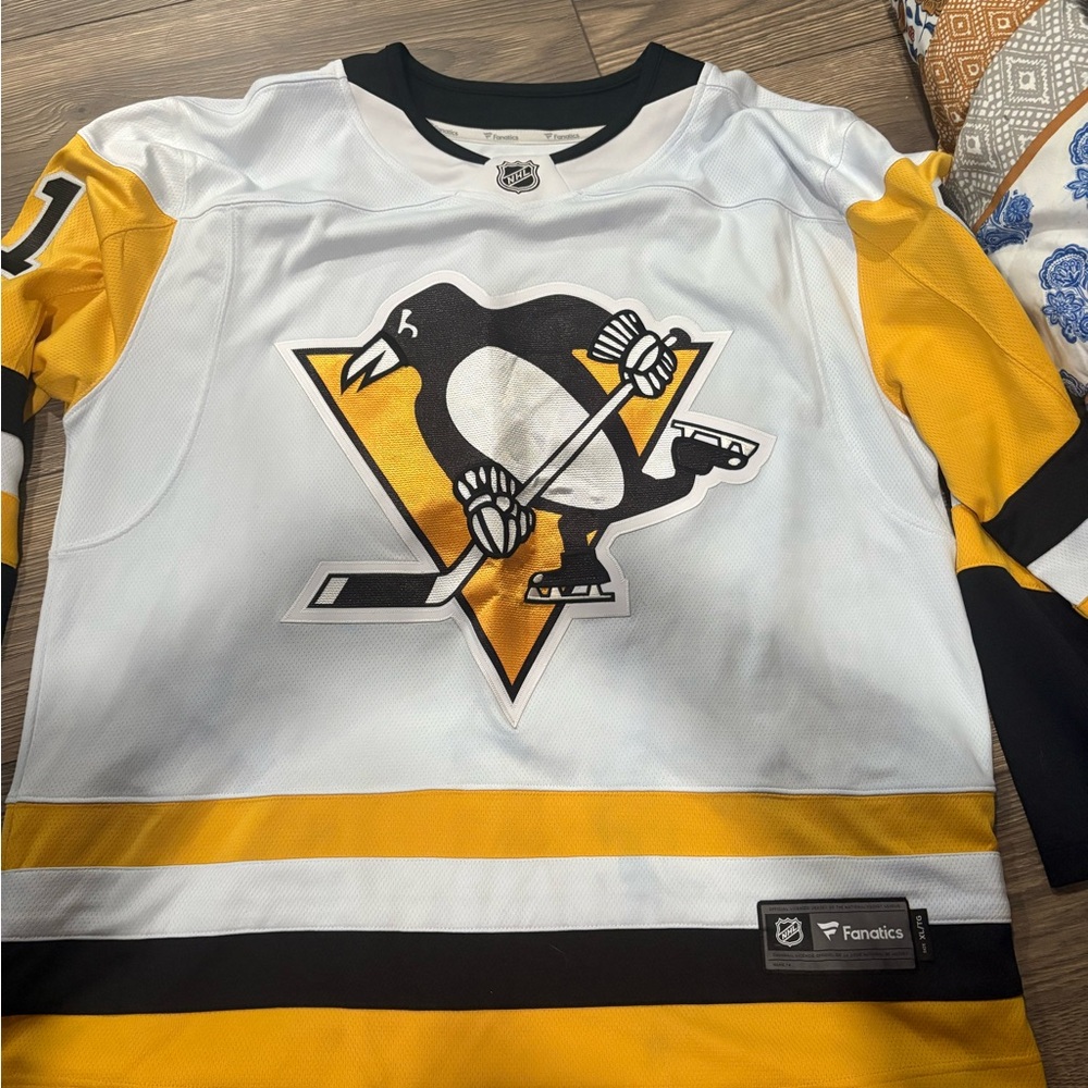 Fanatics White and Yellow Hockey Jersey